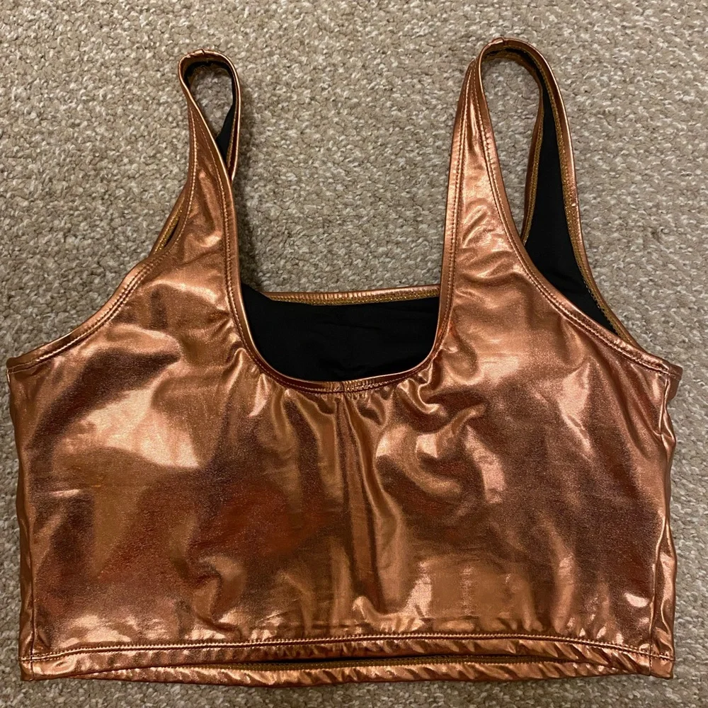 Fashion Nova Metallic Copper Swim Top - Picture 1 of 4